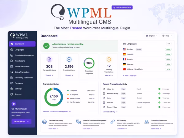 WPML Multilingual CMS Plugin for WordPress – Create and Manage Multilingual Websites