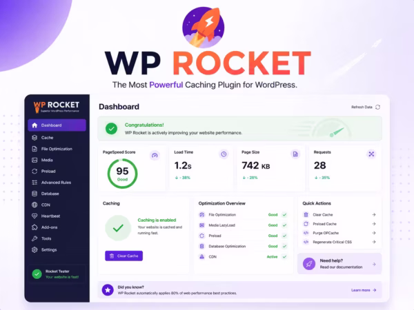 WP Rocket Caching Plugin for WordPress – Speed Optimization & Performance Boost
