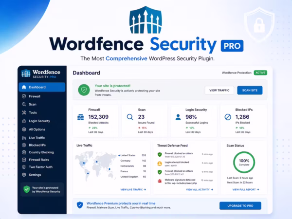 Wordfence Security Pro Plugin for WordPress – Firewall, Malware Scan & Login Protection