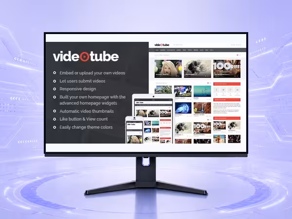 VideoTube WordPress Theme - Clean Blog and Magazine Publishing Layout product preview