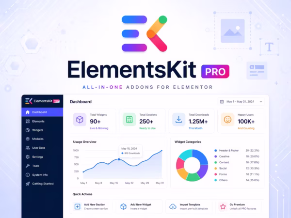 ElementsKit Pro for Elementor – Advanced Widgets, Header Footer Builder & Mega Menu