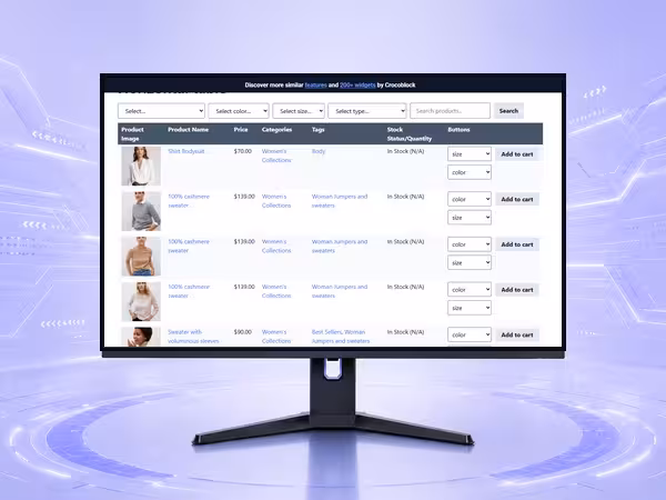 JetProductTables WordPress Plugin - WooCommerce Product Tables and Variation Layouts product preview