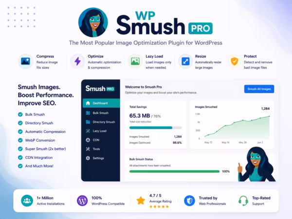 WP Smush Pro Image Optimization Plugin for WordPress – Compress & Lazy Load Images