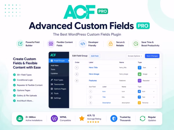 Advanced Custom Fields Pro WordPress Plugin – Custom Fields, Flexible Content & Data Management